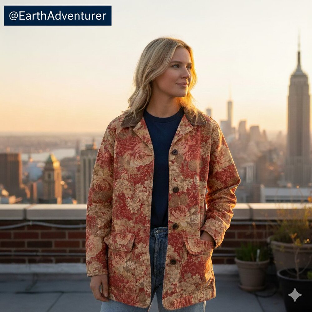 L.L. Bean Floral Corduroy Barn Jacket